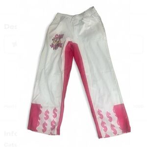 White and pink Cash Junky streetwear pants 4X